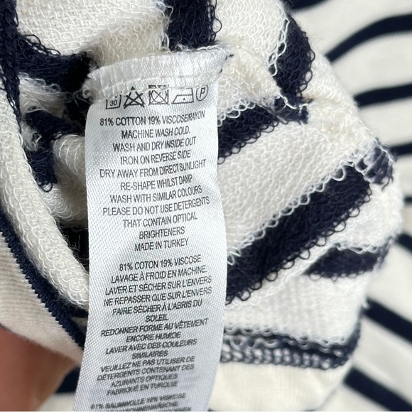 French Connection Short Sleeve Mock Neck Striped Mini Dress Sz 4 Coastal - Picture 7 of 7